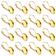 10Pcs Brass Leverback Earring Findings, Flat Round Earring Settings, Golden, 25x14mm, Tray: 12mm(KK-YW0002-21G)