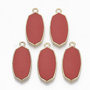 Eco-Friendly Alloy Enamel Pendants, Oval, Light Gold, Red, 33x15x2.5mm, Hole: 2mm(PALLOY-R110-07C)