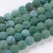 Natural Crackle Agate Beads Strands, Dyed, Round, Grade A, Green, 10mm, Hole: 1mm, about 39pcs/strand, 14.9 inch(G-G055-10mm-4)