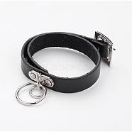 Punk Rock Style Cowhide Leather Choker Necklaces, with Iron Clasps, Black, 15.9 inches(40.5cm)(NJEW-D287-06)