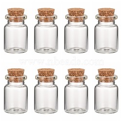 Glass Wishing Bottle Bead Containers, Corked Bottles, Clear, 22x33mm, Bottleneck: 15.5mm in diameter, Capacity: 7ml(0.23 fl. oz)(X-CON-Q012)