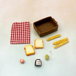 Dollhouse Toy Model Miniature Food Play Mini Bread Basket, Mixed Color, 46x35x15mm(PW-WG33865-01)
