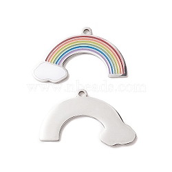 304 Stainless Steel Enamel Pendants, Lead Free & Cadmium Free, Rainbow, Pride Theme, Colorful, 20x35x2mm, Hole: 2mm(FIND-A029-10P)