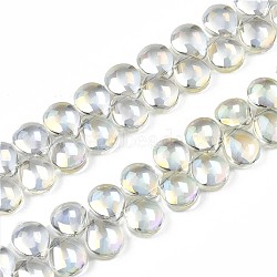 Electroplate Glass Beads Strand, AB Color, Teardrop, Clear AB, 10x12x5mm, Hole: 0.8mm, about 82~99pcs/strand, 16.93 inch~ 23.23 inch(43~59cm)(EGLA-S188-27-B03)