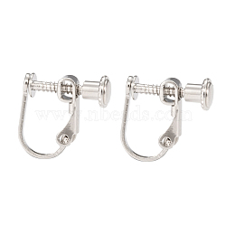 Brass Screw On Clip-on Earring Findings, Spiral Ear Clip, For Non-Pierced Ears, Platinum, 13~15x13x5mm(KK-L164-02P)