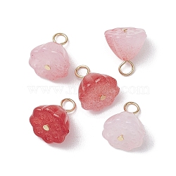 Acrylic Lotus Pendants, with 304 Stainless Steel Loops, Dark Red, 12x10.5x8mm, Hole: 2.5mm(PALLOY-JF02712-06)