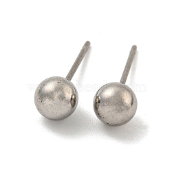 Tarnish Resistant 304 Stainless Steel with 201 Stainless Steel Smooth Round Ball Stud Earring Findings, Stainless Steel Color, 18x6x6mm(STAS-O004-08D-P)