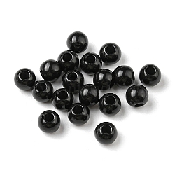 Opaque Acrylic Beads, Flat Round, Black, 8x6.5mm, Hole: 3mm, 2200pcs/500g(OACR-I006-01A)