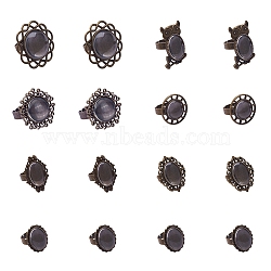 PandaHall Elite DIY Ring Making, with Adjustable Iron Finger Ring Components, Alloy Bezel Settings and Transparent Glass Cabochons, Antique Bronze(DIY-PH0019-80AB)