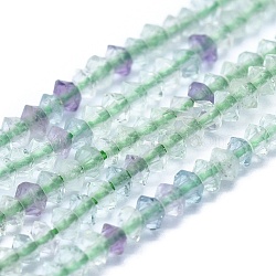 Natural Fluorite Beads Strands, Bicone, Faceted, 2x0.8mm, Hole: 0.5mm, about 310~320pcs/strand, 15.35 inch(39cm)(G-E530-14D)