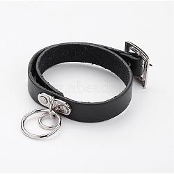 Punk Rock Style Cowhide Leather Choker Necklaces, with Iron Clasps, Black, 15.9 inch(40.5cm)(NJEW-D287-06)