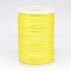 Polyester Cord, Satin Rattail Cord, for Beading Jewelry Making, Chinese Knotting, Yellow, 2mm, about 100yards/roll(NWIR-N009-03)