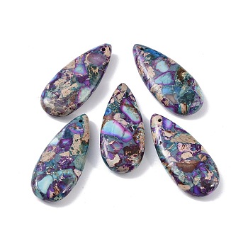 Dyed Synthetic Imperial Jasper Pendants, Teardrop Charms, Medium Purple, 35x15x6mm, Hole: 1.2mm