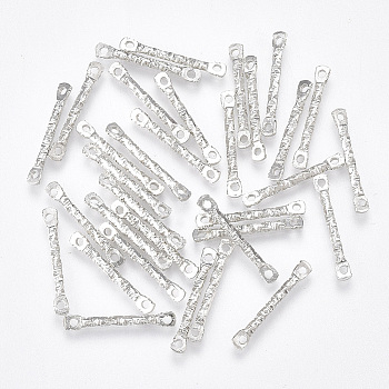 Iron Bar Links connectors, Nickel Free, Textured, Platinum, 17x2x1.5mm, Hole: 1mm