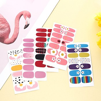 Full Cover Nail Art Stickers, Marble Flower Animal Tartan Self-adhesive Nail Art Decals Strips, for Women Girls Manicure Nail Art Decoration, Mixed Color, 10x5.5cm