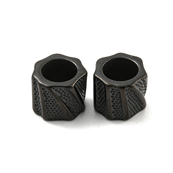 Ion Plating(IP) 304 Stainless Steel Beads, Large Hole Beads, Column, Black, 11.5x10mm, Hole: 7.5mm