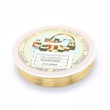 Eco-Friendly Round Copper Jewelry Wire, Long-Lasting Plated, 26 Gauge, 0.4mm, about 32.8 Feet(10m)/roll