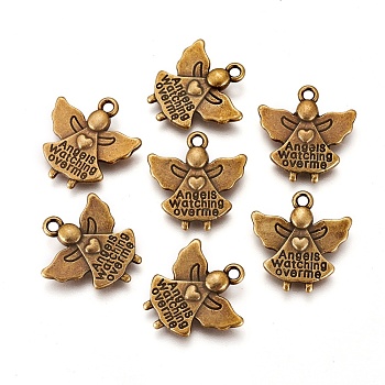 Tibetan Style Alloy Pendants, Lead Free & Nickel Free & Cadmium Free, Angel, Antique Bronze, 19x19x3mm, Hole: 2mm