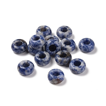 Natural Blue Spot Jasper European Beads, Large Hole Beads, Rondelle, 14x7~8mm, Hole: 6mm