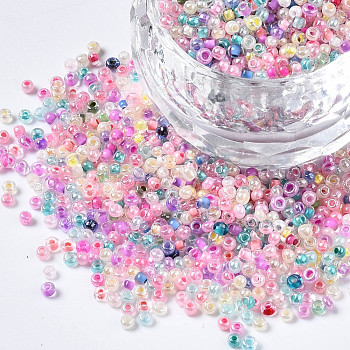 Glass Round Seed Beads, Round Hole, Mixed Style, Colorful, 2~2.5x1.5~2mm, Hole: 0.8mm, about 450g/pound