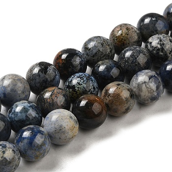 Natural Dumortierite Quartz Beads Strands, Round, 10~10.5mm, Hole: 1.2mm, about 38pcs/strand, 14.96~15.24''(38~38.7cm)
