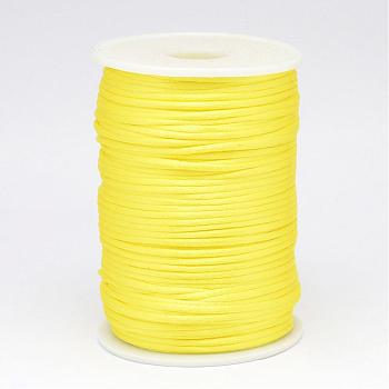 Polyester Cord, Satin Rattail Cord, for Beading Jewelry Making, Chinese Knotting, Yellow, 2mm, about 100yards/roll
