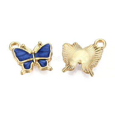 Light Gold RoyalBlue Butterfly Alloy+Enamel Charms