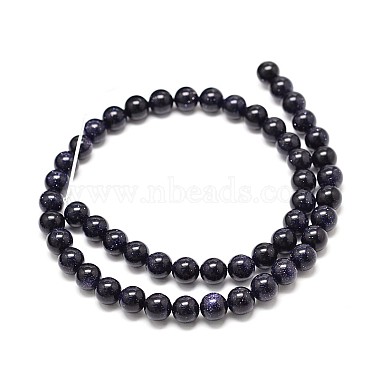 Synthetic Blue Goldstone Round Bead Strands(G-P075-50-8mm)-2