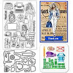 Woman Theme DIY Scrapbooking Tool Sets, including 1Pc Carbon Steel Cutting Dies Stencils, 1Pc PET Painting Stencils and 1Pc PVC Plastic Clear Stamps, Mixed Shapes(DIY-GL0003-266)