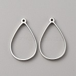 304 Stainless Steel Open Back Bezel Pendants, For DIY UV Resin, Epoxy Resin, Pressed Flower Jewelry, Stainless Steel Color, Teardrop, 31.5x20x3mm, Hole: 1.6mm, Inner Diameter: 26x17.5mm(FIND-WH0152-123G)