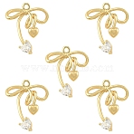 5Pcs Brass Micro Pave Clear Cubic Zirconia Pendants, Cadmium Free & Nickel Free & Lead Free, Bowknot, Real 18K Gold Plated, 24.5x20x4mm, Hole: 1.6mm(KK-YW0004-13)