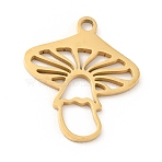 201 Stainless Steel Pendants, Mushroom, Golden, 17x14.5x1mm, Hole: 1.4mm(STAS-E015-10G)