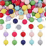 100Pcs 10 Colors Opaque Silicone Pendants, Round, with Platinum Iron Loop, Mixed Color, 23mm, Hole: 3.5mm, 10pcs/color(PALLOY-PH01767)