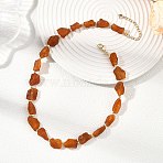 Raw Rough Natural Amber Nuggets Beaded Necklaces, Golden, Chocolate, 15.98 inch(40.6cm)(NJEW-JN06012)