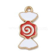 Christmas Theme Alloy Enamel Pendants, Golden, Candy, 9.5x22x1.2mm, Hole: 1.6mm(ENAM-K074-02B-01)