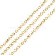 Brass Cable Chains, Long-Lasting Plated, Soldered, with Spool, Cadmium Free & Lead Free, Real 18K Gold Plated, 2.5x2x0.4mm(CHC-O001-18G)