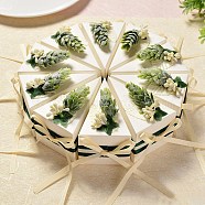 Cake-Shaped Cardboard Wedding Candy Favors Gift Boxes, with Plastic Flower and Ribbon, Triangle, White, Finish Product: 9.4x6x6.95cm(CON-E026-01A)