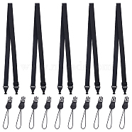 Nylon Adjustable Mobile Straps, with PU Imitation Leather and Plastic Finding, Black, 96~154x3.2x0.1cm(FIND-WH0038-81)