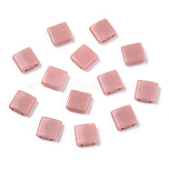 Opaque Acrylic Slide Charms, Square, Light Coral, 5.2x5.2x2mm, Hole: 0.8mm.(X-OACR-Z010-01V)