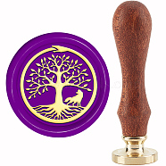 Brass Wax Seal Stamp with Handle, for DIY Scrapbooking, Tree of Life Pattern, 89x30mm(AJEW-WH0184-1040)