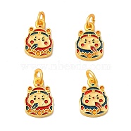 Rack Plating Alloy Enamel Pendants with Jump Ring, Animal Charms, Matte Gold Color, 14.5x10x2mm, Jump Ring: 5.5x1mm, 3mm Inner Diameter(ENAM-M048-29MG)