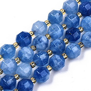 Natural Dolomite Beads Strands, Faceted, Dyed, Round, Royal Blue, 8x8mm, Hole: 1.2mm, about 33pcs/strand, 15.16 inch~15.35 inch(38.5cm~39cm)(G-T131-85A-17)