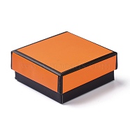 Paper Jewelry Set Boxes, with Black Sponge, for Necklaces and Earring, Square, Orange, 7.2x7.3x3.1cm(CON-C007-05A-01)