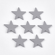 Painted Natural Wood Beads, Half Drilled, Star, Light Grey, 35~36x38x4mm, Half Hole: 1.2mm(WOOD-T021-13A)