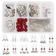 DIY Vehicle Themed Earring Making Kits, Including Alloy Pendants, Brass Linking Rings & Earring Hooks & Jump Ring, Glass Beads, Antique Silver & Platinum(DIY-SC0013-63)