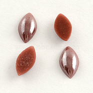 Pearlized Plated Opaque Glass Cabochons, Horse Eye, Sienna, 12x6x3mm(PORC-S779-6x12-29)