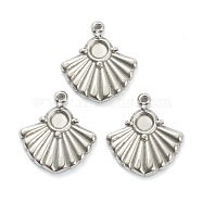 304 Stainless Steel Pendant Cabochon Settings, Fan, Stainless Steel Color, Tray: 4mm, 19x18x2.5mm, Hole: 1mm(STAS-P279-40P)