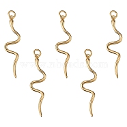 5Pcs Brass Micro Pave Cubic Zirconia Pendants, for DIY Jewelry Making, with Jump Rings, Snake, Clear, Golden, 39.5x9~10.5x2.5mm, Hole: 2.5mm(ZIRC-SZ0002-94)