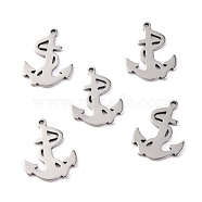 201 Stainless Steel Pendants, Laser Cut, Anchor, Stainless Steel Color, 18x13x1mm,Hole:1.40mm(STAS-N092-20)