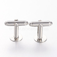 Brass Cuff Button, Cufflink Findings for Apparel Accessories, Platinum Color, 16x10mm(X-KK-C2914-N)